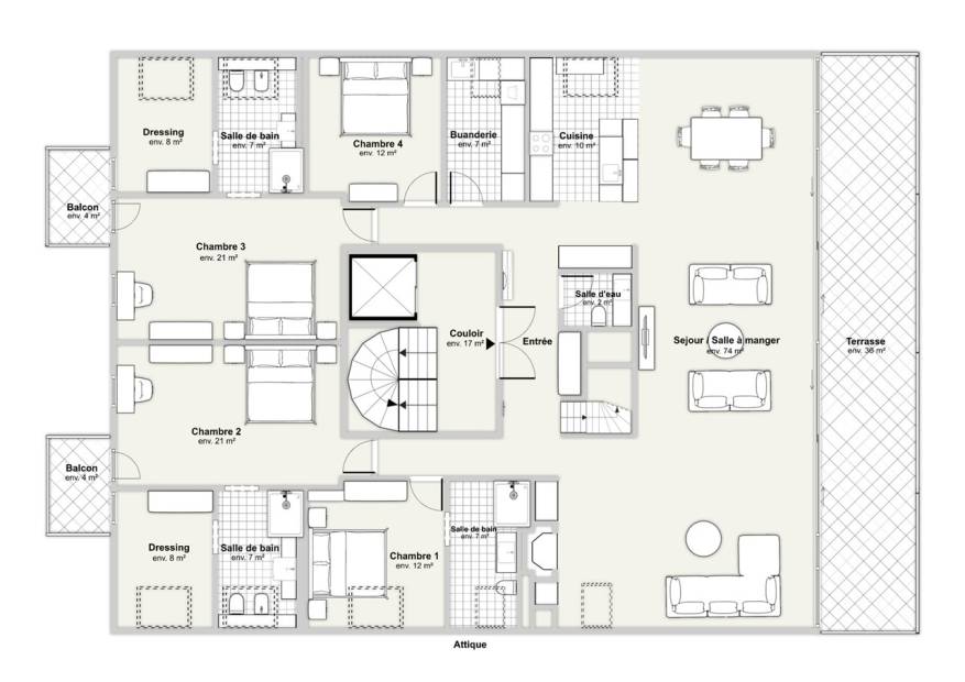 Grand appartement avec vue lac