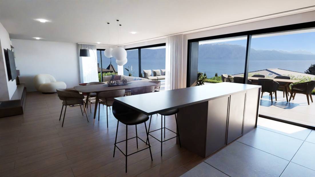 Superbe appartement de 4.5 pièces avec grand jardin et vue imprenable sur le lac.